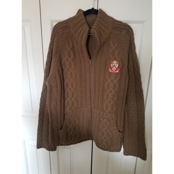 Burton Other - Burton club full zip sweater jacket wool cable knit brown apres ski L